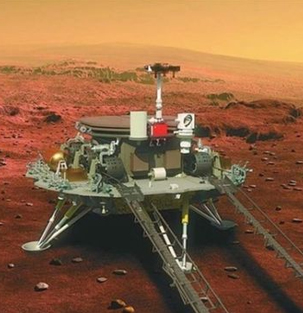 2021年5月19日中国火星探测器祝融号火星车传回第一幅火星照片